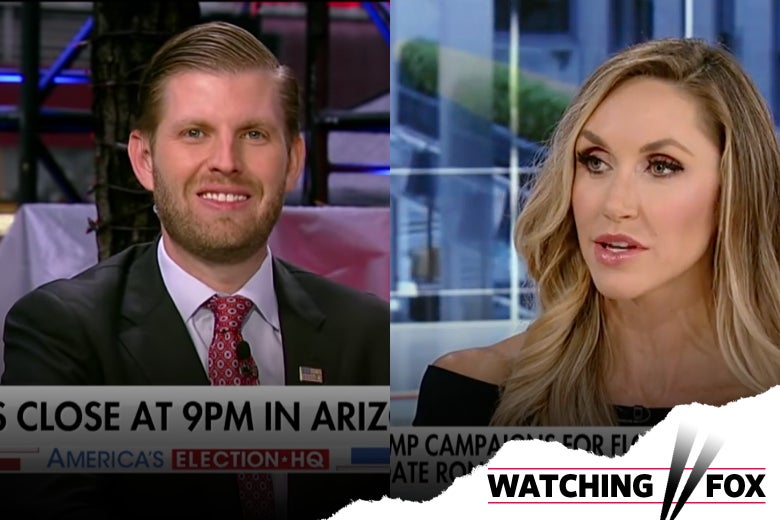 Eric and Lara Trump in their respective Fox News appearances